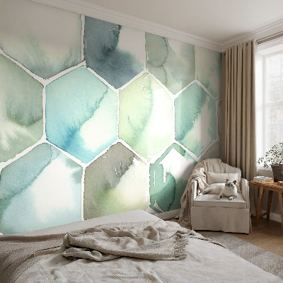 Papier peint tendance chambre adulte Pastelové šesťuholníky
