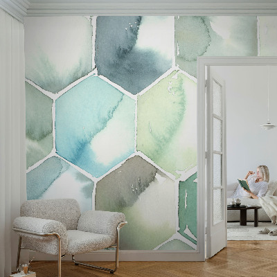 Papier peint tendance chambre adulte Pastelové šesťuholníky
