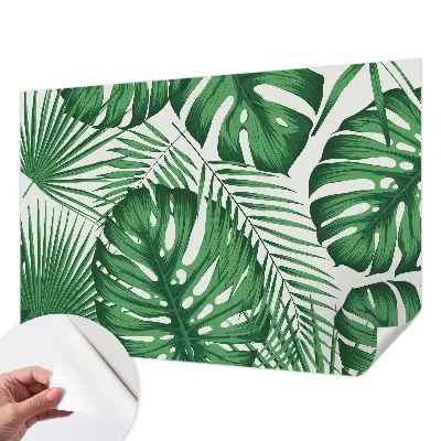 Papier peint photo imprimé sur tissu non tissé feuilles tropicales