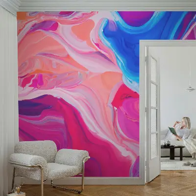 Papier peint intissé imprimé vagues liquides