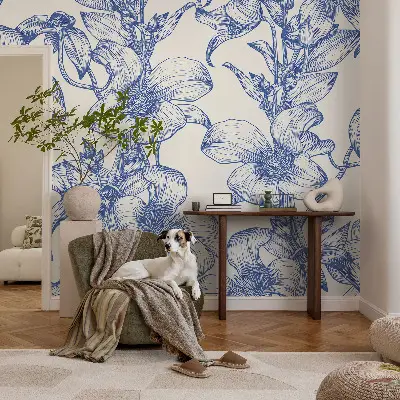 Papier peint intissé imprimé branches fleuries