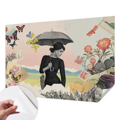 Papier peint intissé imprimé collage romantique