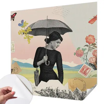 Papier peint intissé imprimé collage romantique