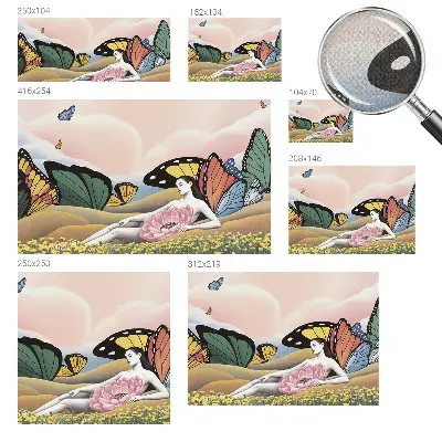Papier peint photographique sur tissu non tissé prairie aux papillons