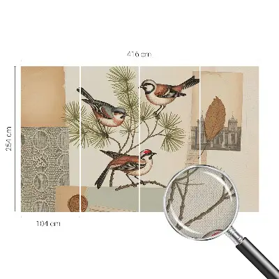 Papier peint intissé Collage d'oiseaux