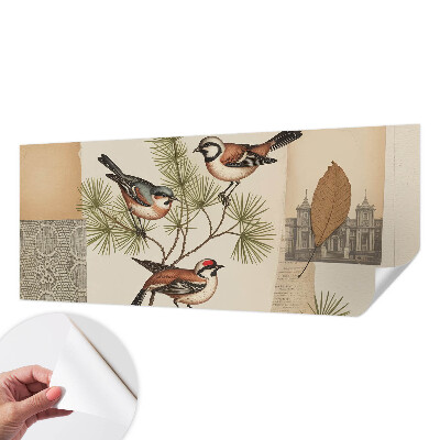 Papier peint tête de lit chambre adulte Koláž vtákov