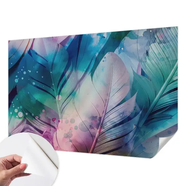 Papier peint photographique sur tissu non tissé plumes colorées