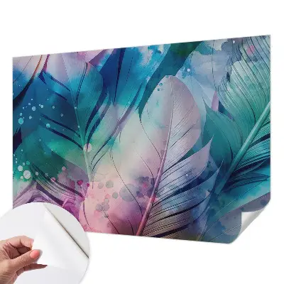 Papier peint photographique sur tissu non tissé plumes colorées