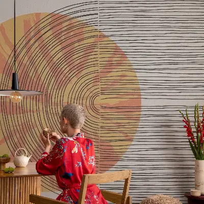 Papier peint intissé imprimé Cercle avec des lignes