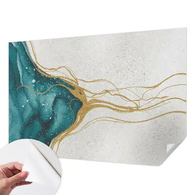 Papier peint photographique sur tissu non tissé Lignes turquoise