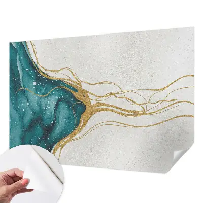 Papier peint photographique sur tissu non tissé Lignes turquoise