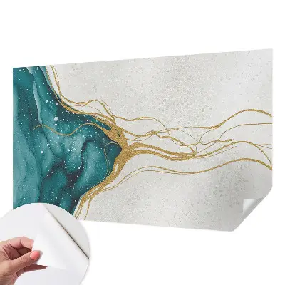 Papier peint photographique sur tissu non tissé Lignes turquoise