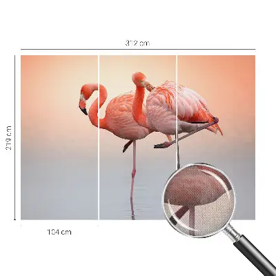 Papier peint photographique intissé Flamants roses délicats