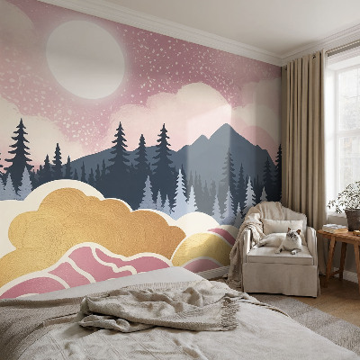 Papier peint tête de lit chambre adulte Ružový západ slnka