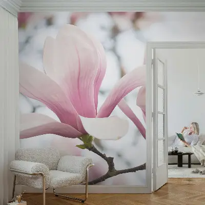 Papier peint intissé imprimé fleurs de magnolia
