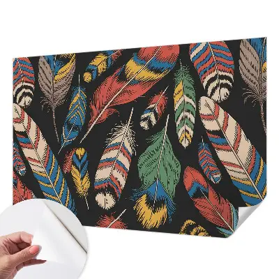 Papier peint photo grand format pour le mur plumes colorées