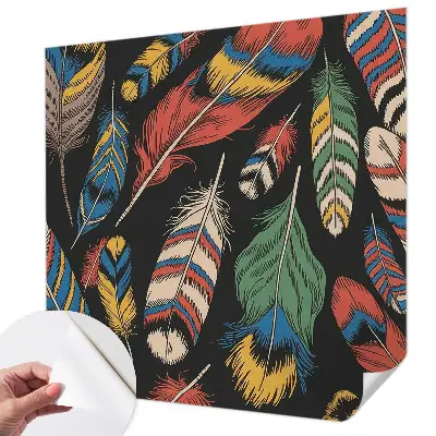 Papier peint photo grand format pour le mur plumes colorées