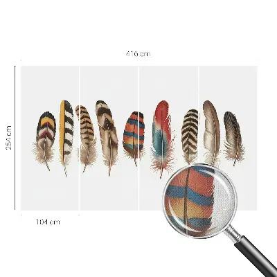 Papier peint photo sur tissu non tissé plumes colorées