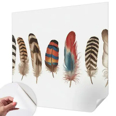 Papier peint photo sur tissu non tissé plumes colorées