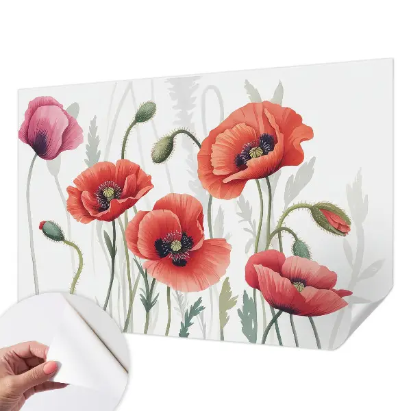 Papier peint photo imprimé sur tissu non tissé Coquelicots rouges
