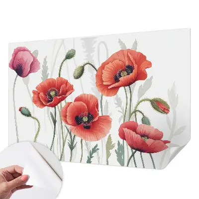 Papier peint photo imprimé sur tissu non tissé Coquelicots rouges