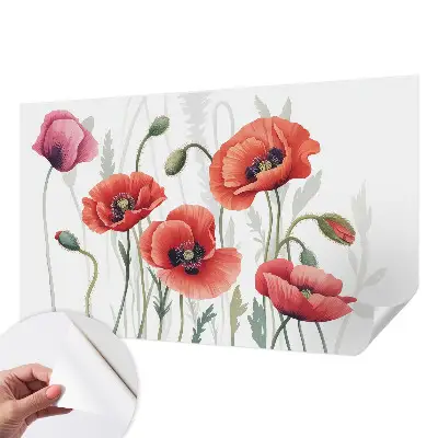 Papier peint photo imprimé sur tissu non tissé Coquelicots rouges