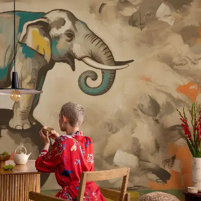 Papier peint intissé Éléphant abstrait