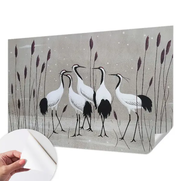 Papier peint photo imprimé sur tissu non tissé Un groupe de grues
