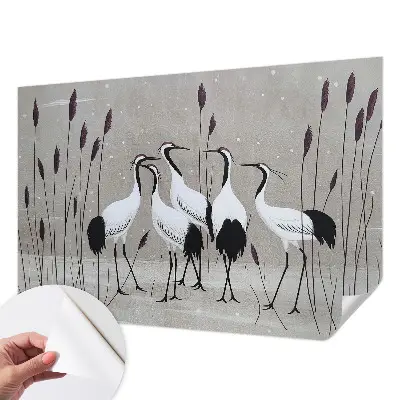 Papier peint photo imprimé sur tissu non tissé Un groupe de grues