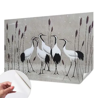 Papier peint photo imprimé sur tissu non tissé Un groupe de grues