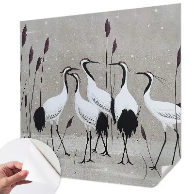 Papier peint photo imprimé sur tissu non tissé Un groupe de grues