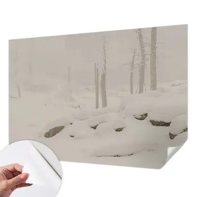 Papier peint photo grand format pour le mur Forêt enneigée