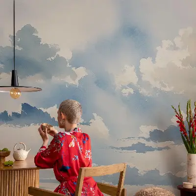 Papier peint photo imprimé sur tissu non tissé nuages ​​célestes