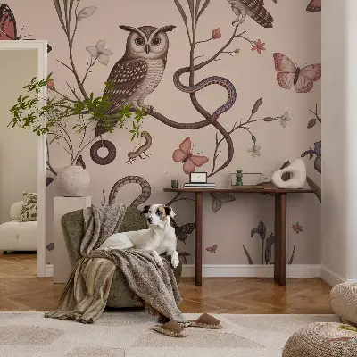 Papier peint intissé imprimé nature hibou