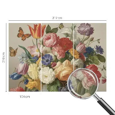 Papier peint intissé imprimé Fleurs et papillons