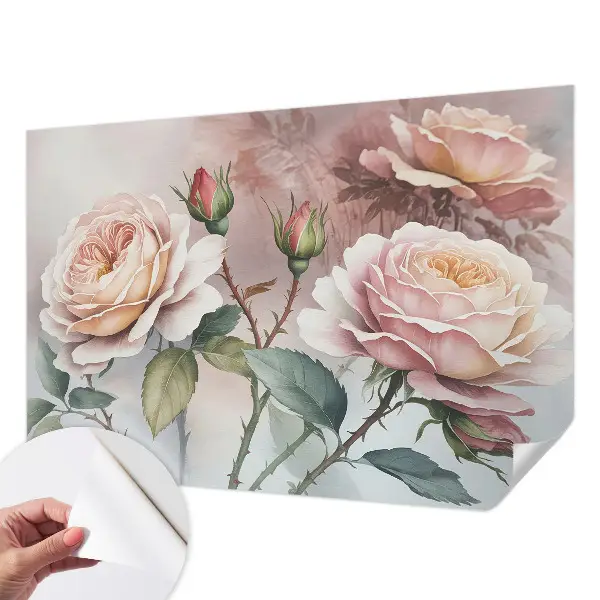 Papier peint photographique intissé roses pastel