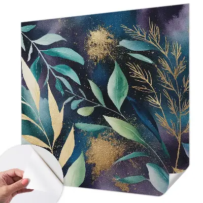 Papier peint photo imprimé sur tissu non tissé feuilles botaniques