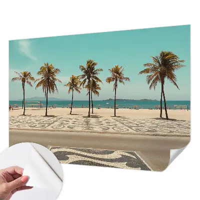 Papier peint photo grand format pour le mur Plage avec palmiers