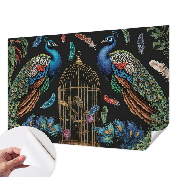 Papier peint chambre adulte cocooning Exotické pávy