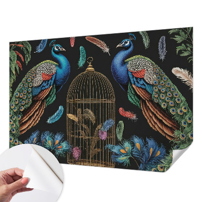 Papier peint chambre adulte cocooning Exotické pávy