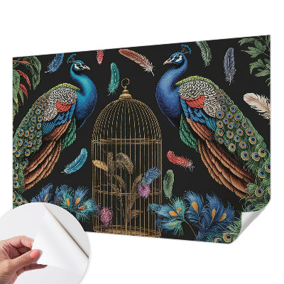 Papier peint chambre adulte cocooning Exotické pávy