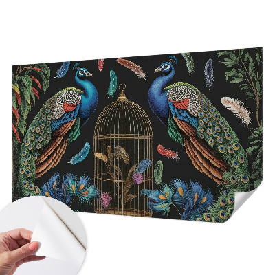 Papier peint chambre adulte cocooning Exotické pávy