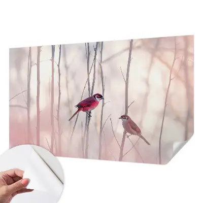 Papier peint photo imprimé sur tissu non tissé couple d'oiseaux
