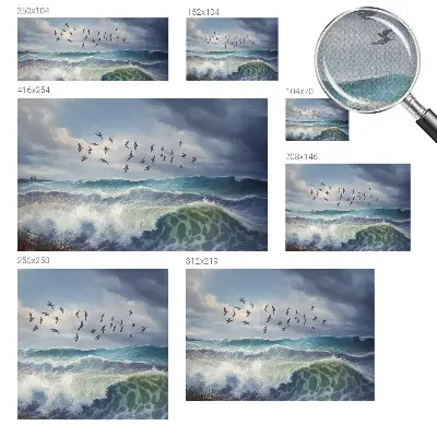 Papier peint intissé imprimé vagues de la mer