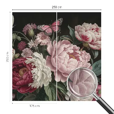Papier peint photographique sur tissu non tissé Pivoines et papillons