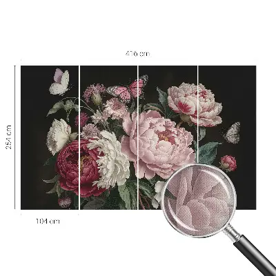 Papier peint photographique sur tissu non tissé Pivoines et papillons