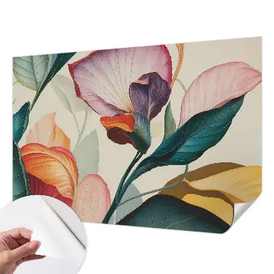 Papier peint intissé imprimé fleurs colorées