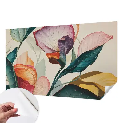 Papier peint intissé imprimé fleurs colorées