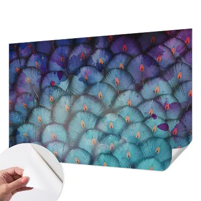 Papier peint photo sur tissu non tissé plumes colorées