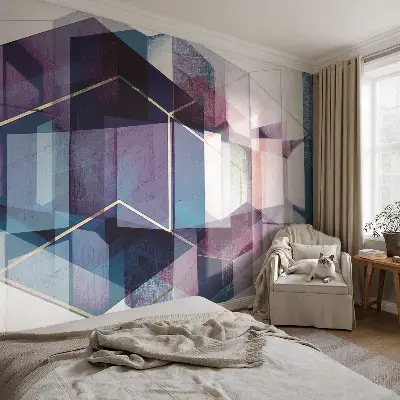 Papier peint photo imprimé sur tissu non tissé cubes géométriques